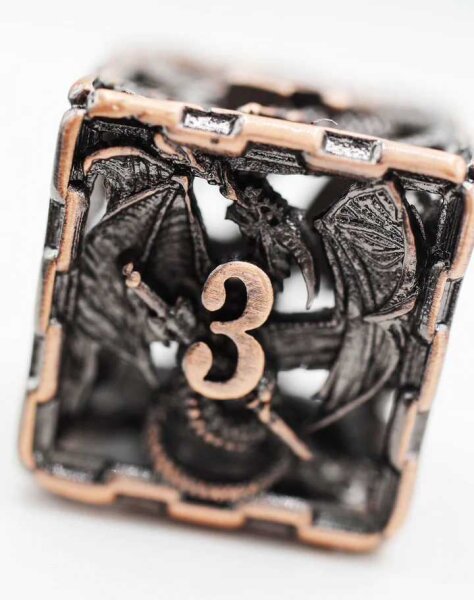 Chained Dragon Copper Hollow Metal RPG Dice Set (7)