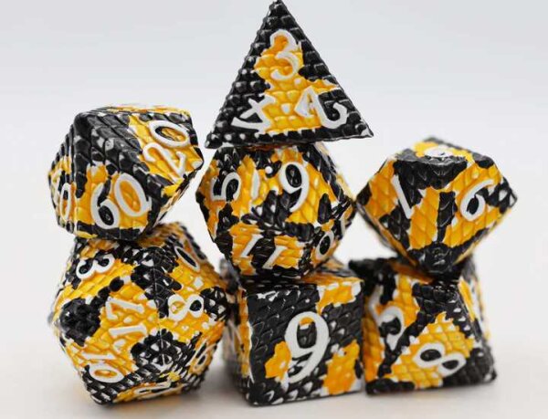 Bumblebee Dragon Scale Metal RPG Dice Set (7)