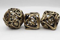 Antique Bronze Hollow Hearts Metal RPG Dice Set (7)