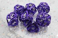 Purple Hollow Hearts Metal RPG Dice Set (7)