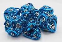 Blue Hollow Hearts Metal RPG Dice Set (7)