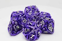 Purple Jeweled Hollow Hearts Metal RPG Dice Set (7)