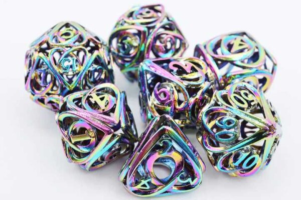 Burnt Opal Hollow Hearts Metal RPG Dice Set (7)