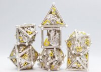 Silver Hatchling Dragon RPG Hollow Metal Dice Set (7)