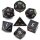 Blue Sandstone Gemstone Engraved with Gold RPG Dice Set (7)