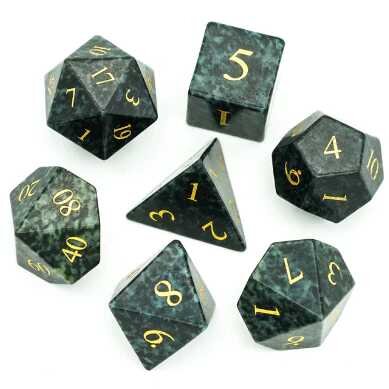 Algal Gemstone Engraved with Gold RPG Dice Set (7)