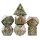 Dark Jasper Semiprecious Gemstone Engraved with Gold RPG Dice Set (7)