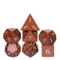 Red Goldstone Engraved Gemstone RPG Dice Set (7)