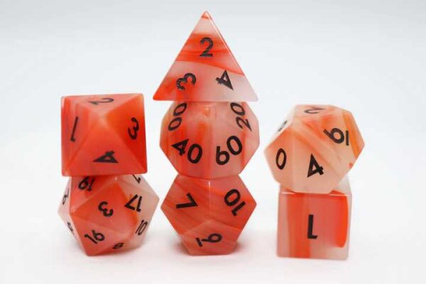 Red Agate Engraved RPG Dice Set (7)