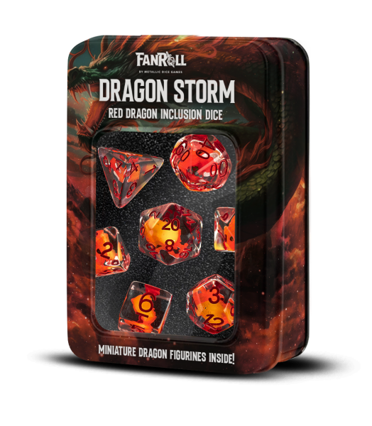Dragon Storm Inclusion Resin Dice Set: Red Dragon