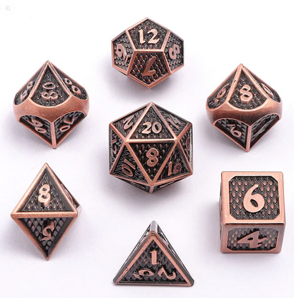 Mini Behemoth Metal RPG Dice Set Ancient Copper (7)