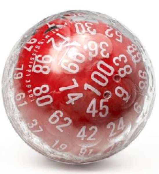 Opaque Zocchihedron Red/White D100