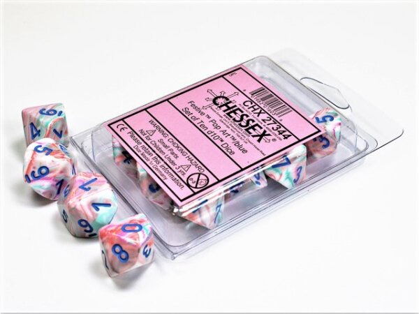 Chessex Festive Pop Art/blue Set of Ten d10s