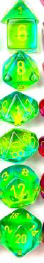 Chessex Gemini Polyhedral Translucent Green-Teal/yellow 7-Die Set