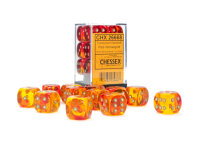 Chessex Gemini 16mm d6 Translucent Red-Yellow/gold Dice...