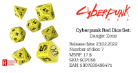 Cyberpunk Red RPG: Dice Set: Danger Zone (7)