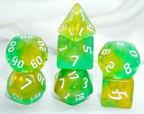 Würfelset Galaxy: Yellow Opalit (7)