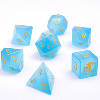 Dragons Hoard Gemstone Dice Set Blue Cat Eye (7)