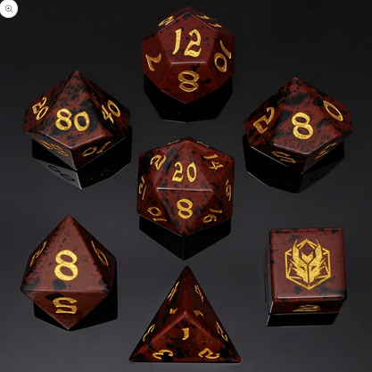 Dragons Hoard Gemstone Dice Set Mahagony Obsidian (7)