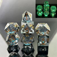 Sharp Edge Glow in the Dark Liquid Core Dice Set (7) Blue...
