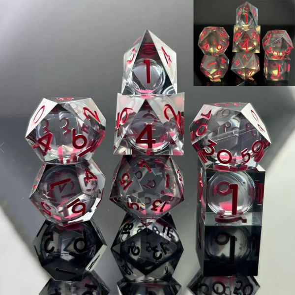 Sharp Edge Glow in the Dark Liquid Core Dice Set (7) Midnight Rose