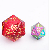 Barbarian 35mm Solid Metal Single D20 Spin Down Red with Gold