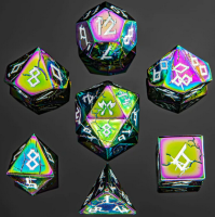 Barbarian Solid Metal Polyhedral Dice Set Brushed Rainbow...