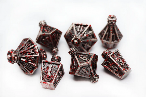 Moonlit Lantern RPG Metal Dice Set Blood Splatter (7)