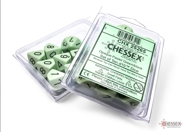 Opaque Pastel Green/Black D10 (10)