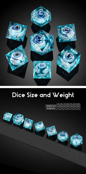 Sharp Edge Dice Set (7) Blue Eyeball