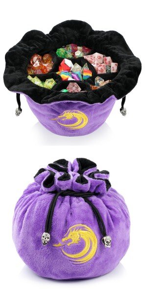 Drawstring Sectional Dice Pouch Purple