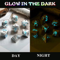 Metal & Enamel Dice Set (7) Sakura Silver & Sky Glow