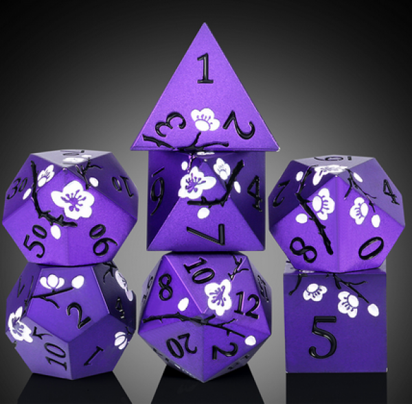 Metal & Enamel Dice Set (7) Sakura Purple