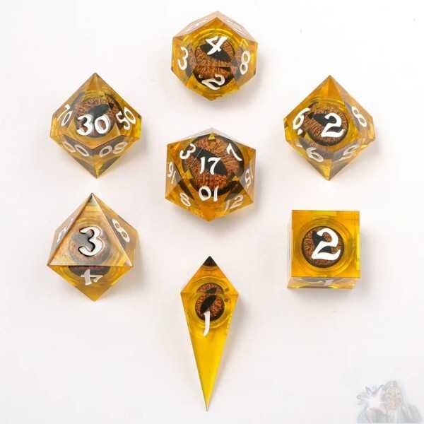 Always Watching Dragons Eye Sharp Edge Resin Dice Set: Orange (7)