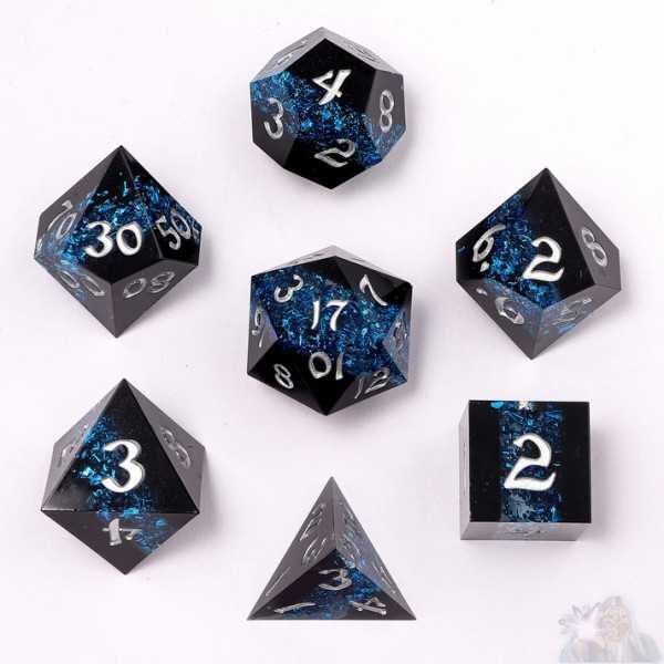 Captured Magic Sharp Edge Resin Dice Set: Mana Path Blue (7)