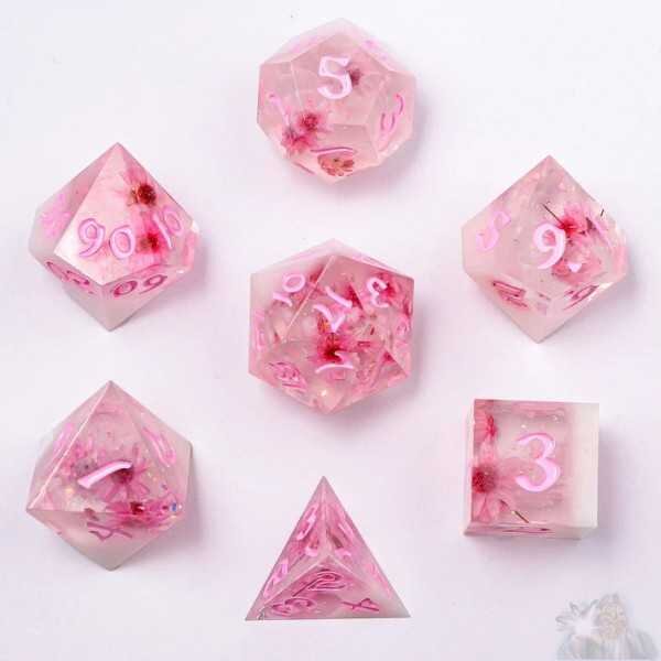 Captured Magic Sharp Edge Resin Dice Set: Sakura Cherry Blossom (7)