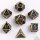 Gold with Black Enamel Bone Collector Solid Metal Dice Set (7)