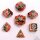 Gears of Fate Solid Metal Dice Set: Gold with Red & Black (7)