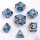 Gears of Fate Solid Metal Dice Set: Silver w/Blue & Black (7)