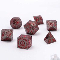 Wizard Solid Metal Polyhedral Dice Set: Gunmetal w/Blood (7)