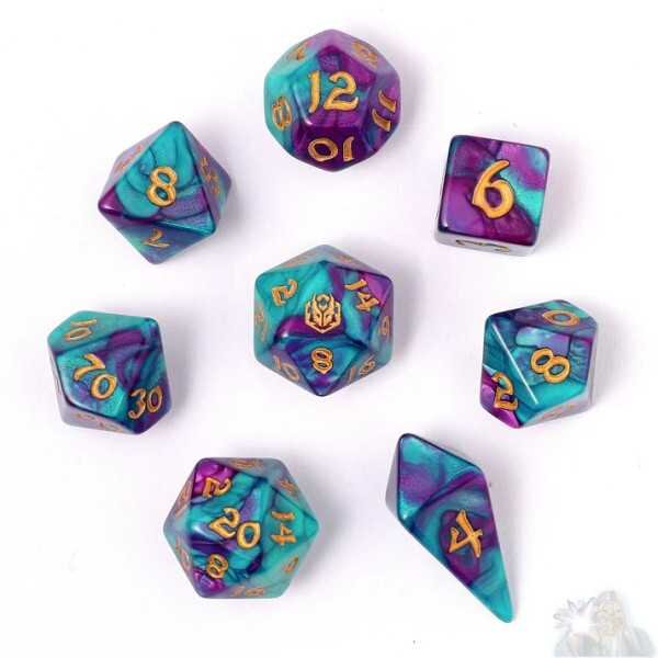 8 Piece RPG Dice Set: Frostbloom
