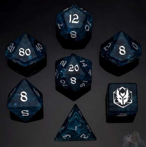 Dragons Hoard Gemstone Polyhedral Dice Set: Blasted Sea Glass