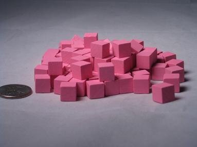 10mm Pink Wooden Cube Tokens (100 Pack)