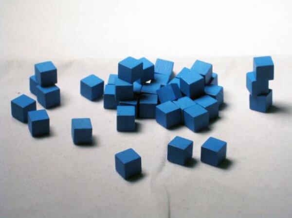 8mm Blue Wooden Cube Tokens (100 Pack)