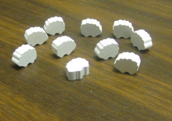 Wooden Sheep Token Set of 10