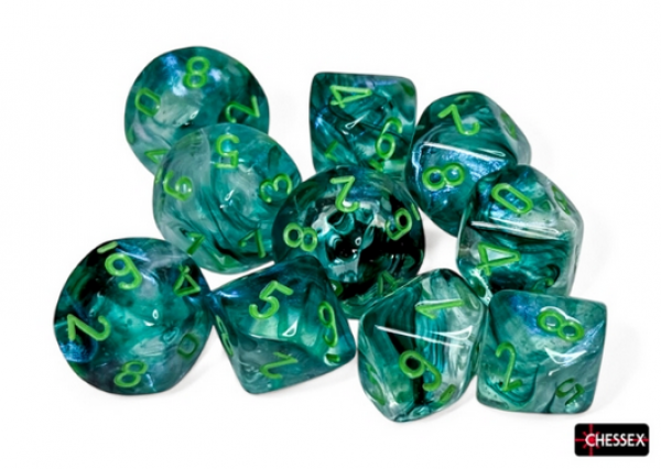 Chessex Borealis Kelp/light green Luminary Set of Ten d10s