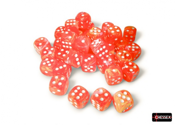 Chessex Festive 12mm d6 Dahlia/white Dice Block (36)