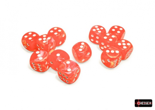 Chessex Festive 16mm d6 Dahlia/white Luminary Dice Block (12)