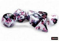Chessex Gemini 7-Die Set - Black-White/pink
