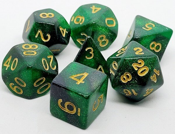 Würfelset Confetti: Green Galaxy (7)